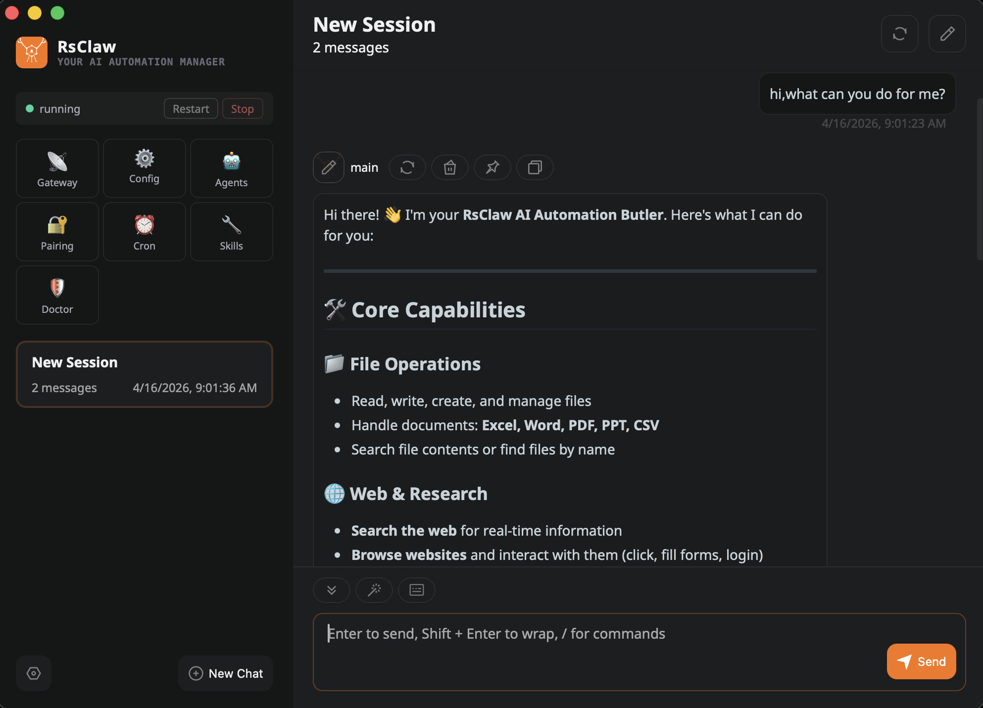 AI chat — files, web, coding, automation all-in-one
