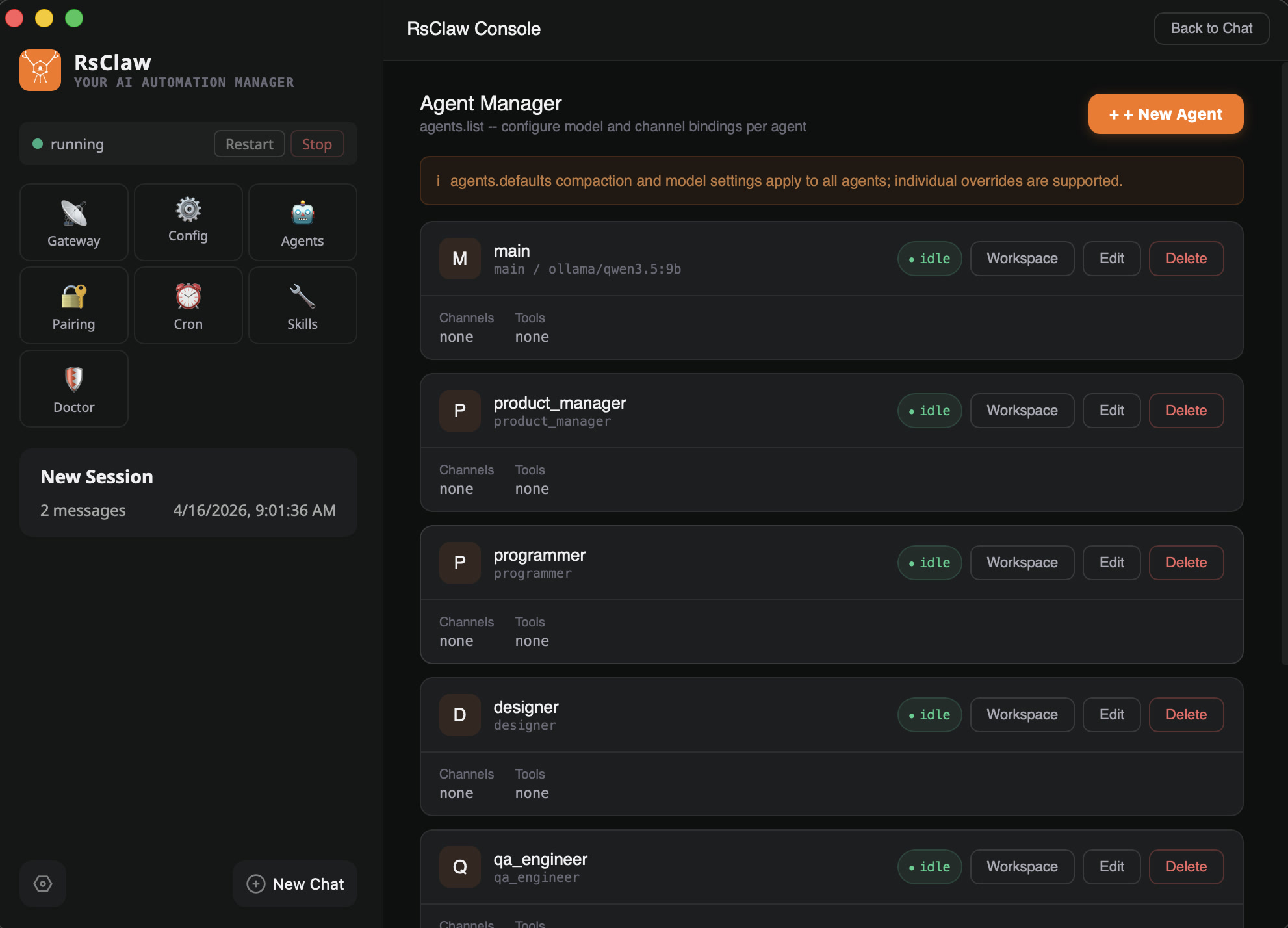 Agent management — orchestrate multiple agents